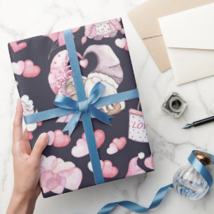 Valentinstag-Zwerge in Liebes-Verpackungspapier Geschenkpapier