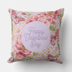 Valentinstage,Elegant,Lila Pfirsichblüten Muster Kissen