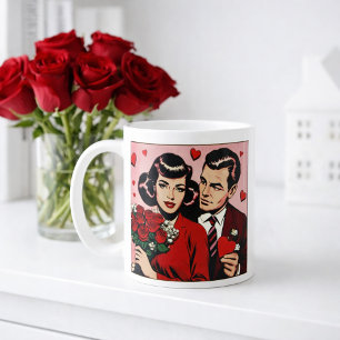 Valentinstagsgeschenk im Stil alter Romantik-Comic Kaffeetasse