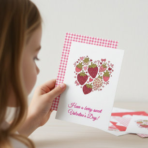 Valentinstagskarte für Kinder mit Erdbeermotiv Mitteilungskarte