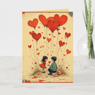 Valentinstagskarte für Kinder mit Herzen Feiertagskarte