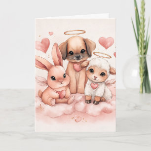 Valentinstagskarte mit Baby-Cupid-Tieren Karte