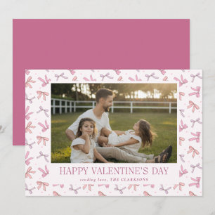 Valentinstagskarte mit einem Foto und rosa Schleif Feiertagskarte