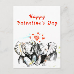 Valentinstagskarte Süßes Elefantenpaar Postkarte