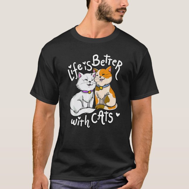 Valentinstagskatze   Mit Katzen Muttertag T-Shirt (Vorderseite)