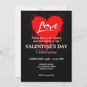 VALENTINSTAGSPARTY MIT ROTER HERZ LIEBE EINLADUNG
