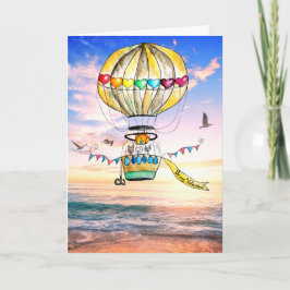 Valentinstrandballon Aquarellenbogen Katzen Karte