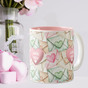 Valentinstüten und Herzen Zweifarbige Tasse