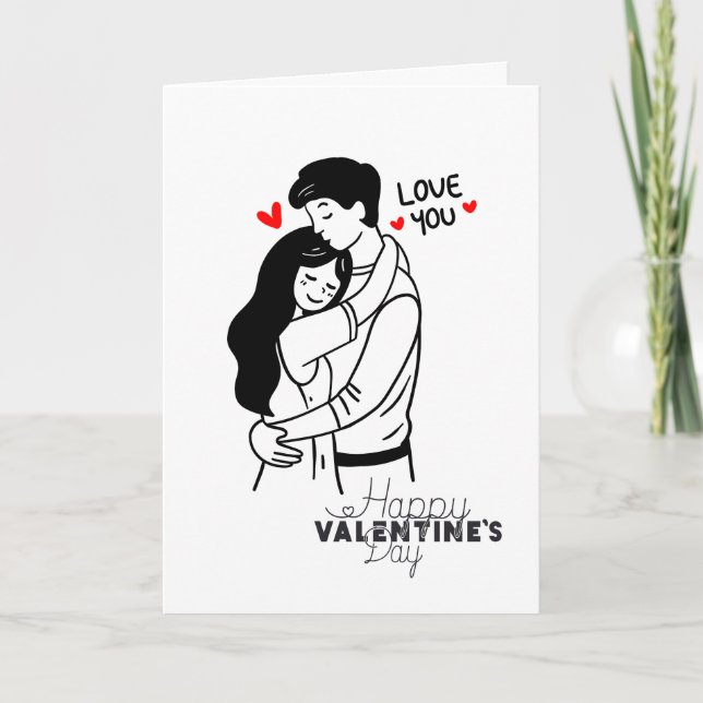 Valentinsumarmung Liebe dich Karte (Vorderseite)