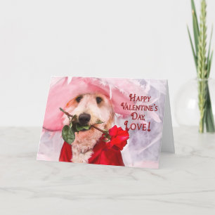 VALENTINTAG - LIEBE - PUPPY/ROSE FEIERTAGSKARTE