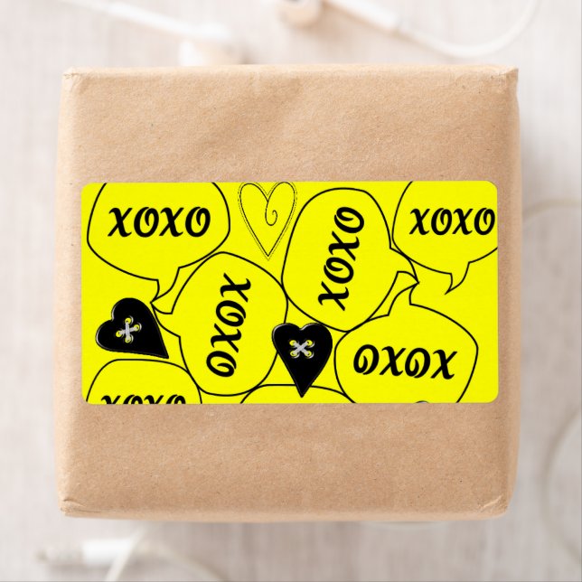Valentintags Labels Gelbes Xoxo (Insitu)
