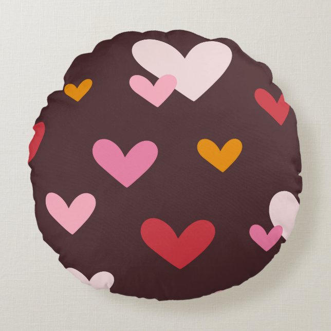 Valentinus Hearts Aflutter Rundes Kissen (Vorderseite)