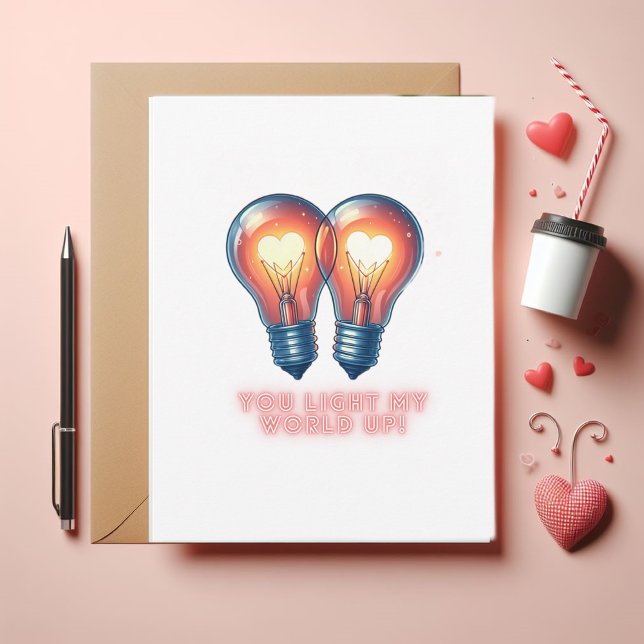 Valentinus niedlicher Witz Feiertagskarte (Great Valentine's fun card "You light up my world")