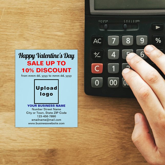 Valentinverkauf im Business auf Light Blue Flyer (Attract more customers this Valentine's Day. Business Valentine sale on light blue flyer.)