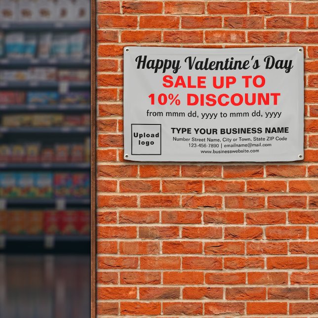 Valentinverkauf im Geschäft mit grauem Rechteck Banner (Attract more customers this Valentine's Day. Business Valentine sale on gray rectangle banner.)
