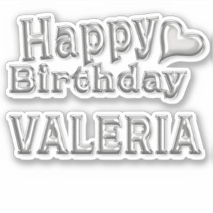 Valeria Happy Birthday silver Aufkleber Sticker