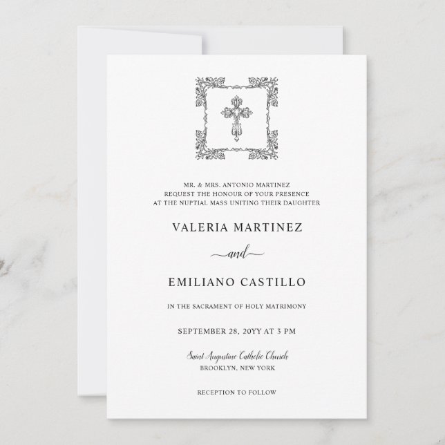 Valeria Modern Black Script Wedding mit UAWG Einladung (Vorderseite)