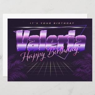 Valeria Name Vorname lila retro Karte Geburtstag