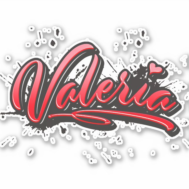 Valeria red Heart Graffiti Aufkleber Sticker (Vorderseite)