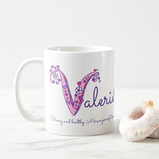 Valerie dekorative V Monogramm-Tasse Tasse (Mit Donut)