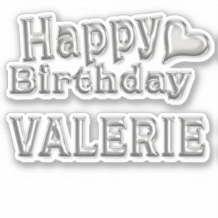Valerie Happy Birthday silver Aufkleber Sticker