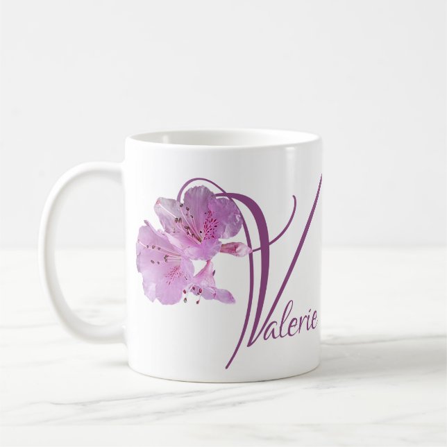 Valerie Name Rosa Blütenrosa Blütenboho Spaß Kaffeetasse (Links)