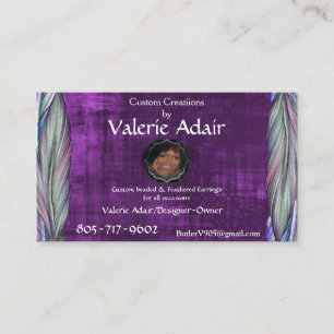 Valerie's Feather Wings Ohrringe Business Card Visitenkarte