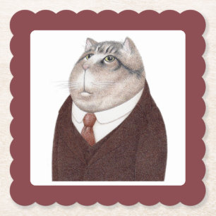 VALET CAT Scalloped Square Paper Untersetzer