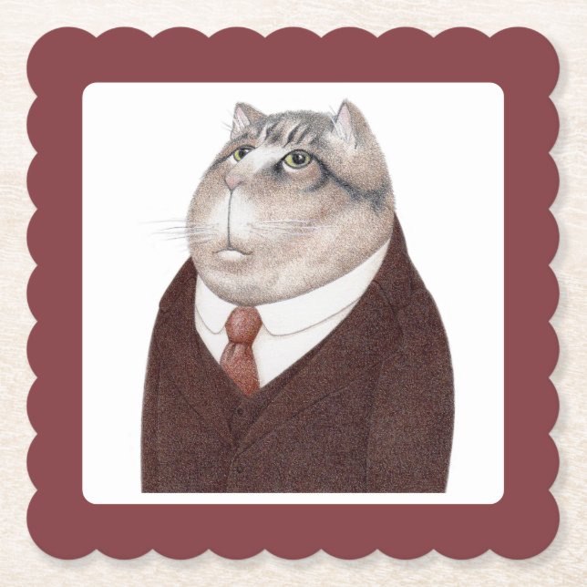 VALET CAT Scalloped Square Paper Untersetzer (Vorderseite)