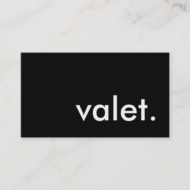 Valet. Visitenkarte (Vorderseite)