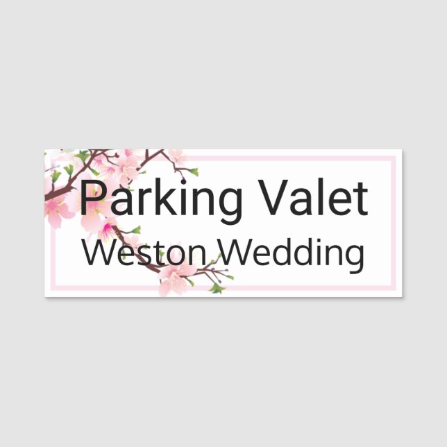 Valet Wedding Cherry Blüten Magnetic Back Namensschild (Vorderseite)