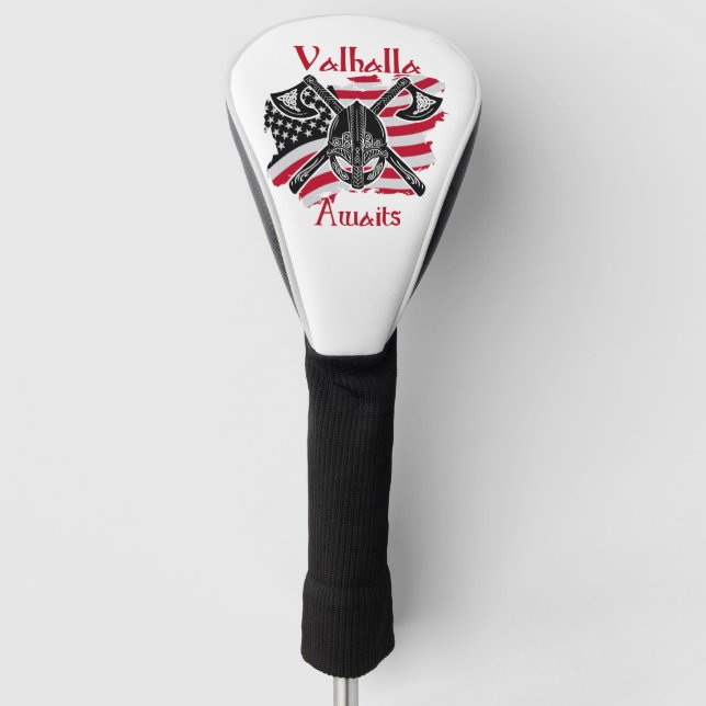 Valhalla Awaits - Amerikanische Flagge Golf Headcover (Vorderseite)