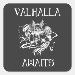 Valhalla Awaits Quadratischer Aufkleber