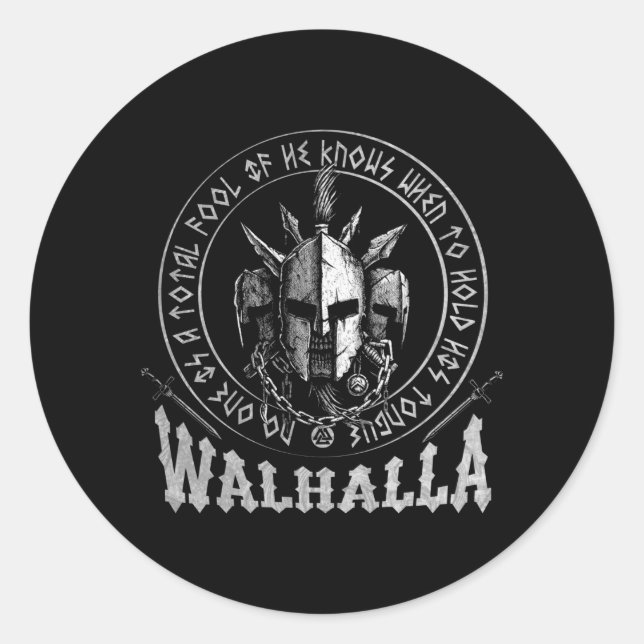 Valhalla Odin Viking Motif Runder Aufkleber (Vorderseite)