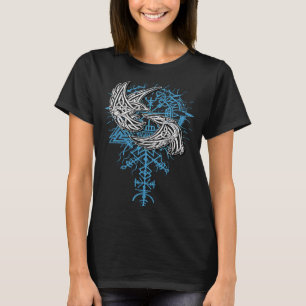 Valhalla Raven Ravens Odins Runes-Norse-Kompass V T-Shirt