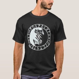 Valhalla Raven Ravens Odin's Runes Norse Runes Vik T-Shirt