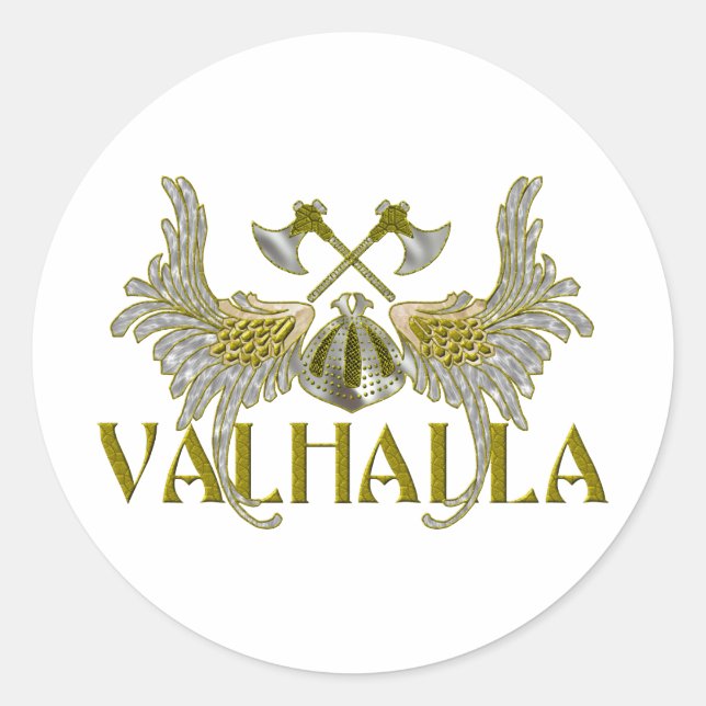 Valhalla Runder Aufkleber (Vorderseite)