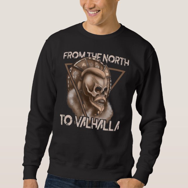 Valhalla Skeleton Viking Warrior Raven Mytholog Sweatshirt (Vorderseite)