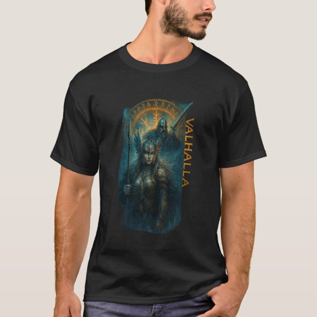 Valhalla Walküre und Wikinger Krieger Weihnachts D T-Shirt (Vorderseite)