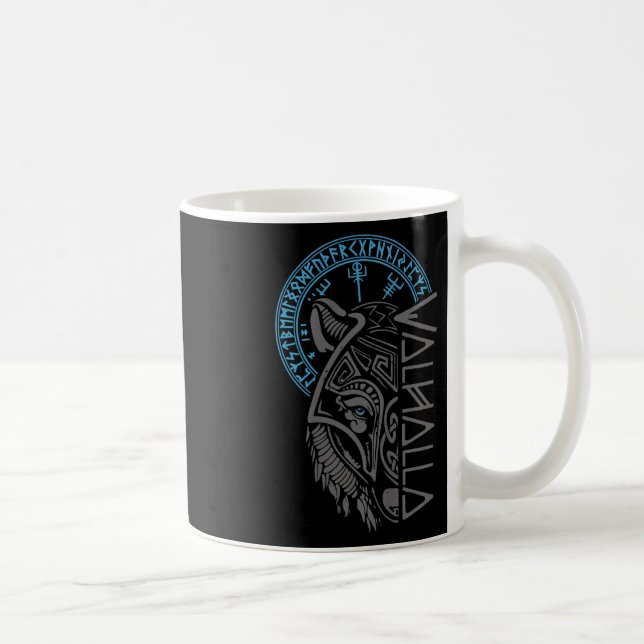 Valhalla Wolf Mask Odin Runes Norse Comp Viking Kaffeetasse (Rechts)