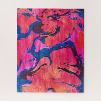 Valiant 1 Rot Blau Ebru Stil Abstract Puzzle