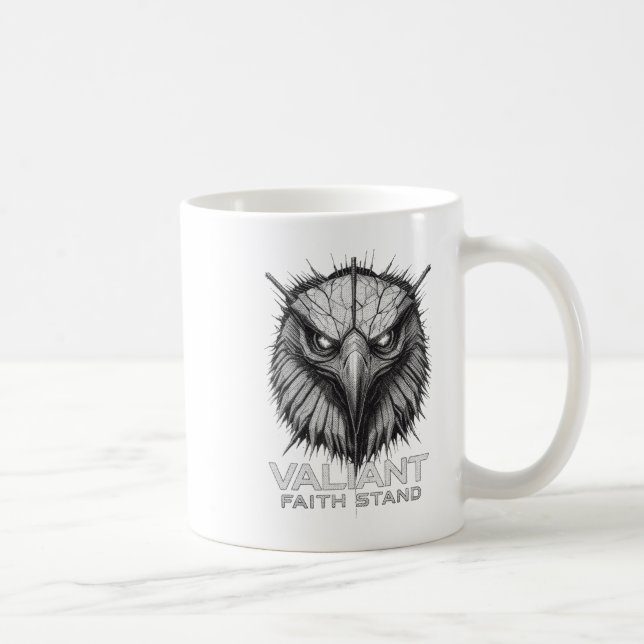 Valiant Faith Stand Eagle Christian Courage Streng Kaffeetasse (Rechts)