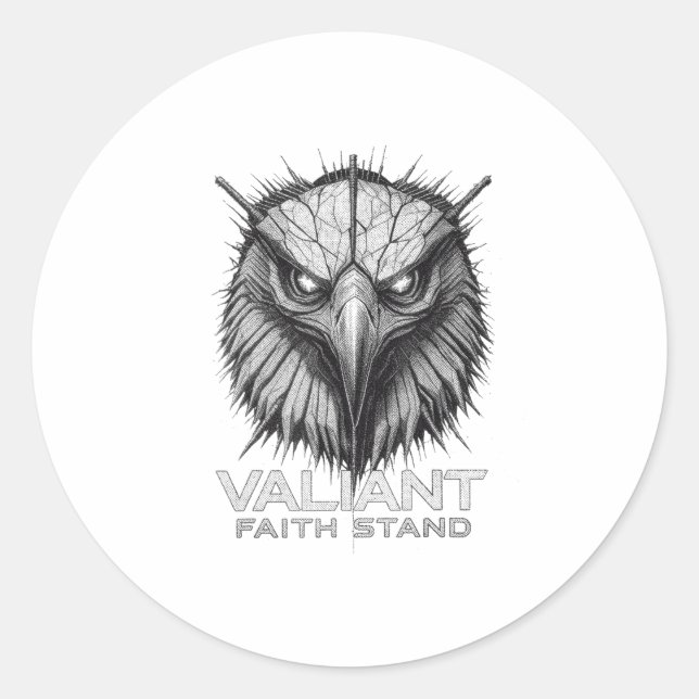 Valiant Faith Stand Eagle Christian Courage Streng Runder Aufkleber (Vorderseite)