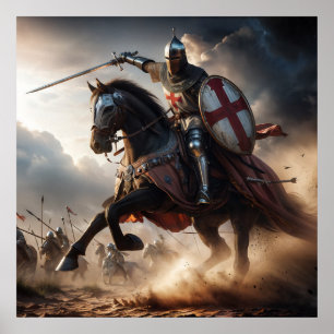 Valiant rot getönt Realistisch-mittelalterlicher R Poster