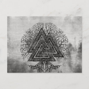 Valknut and Tree of Life Yggdrasil Postkarte