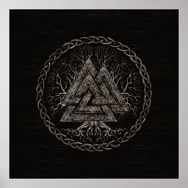 Valknut and Tree of Life Yggrdrasil Poster (Vorne)