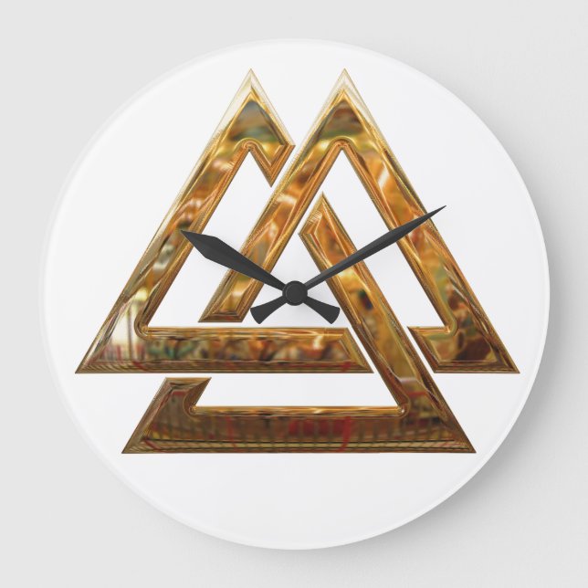 Valknut - Gold Große Wanduhr (Vorderseite)