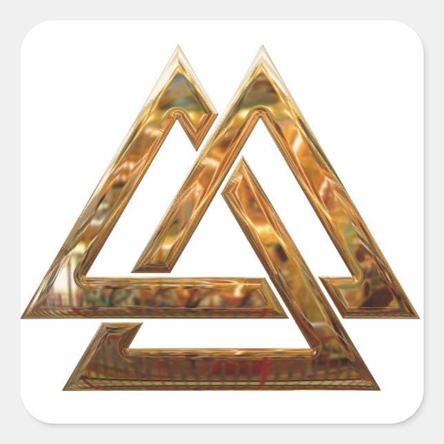 Valknut - Gold Quadratischer Aufkleber (Vorderseite)