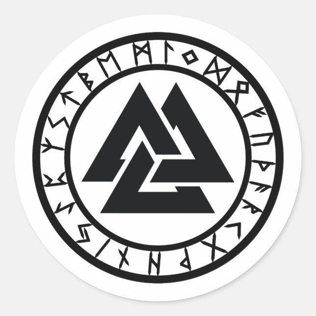 Valknut - Runenkreis Runder Aufkleber (Vorderseite)