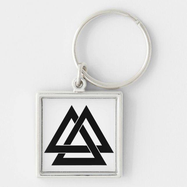 Valknut - Schwarz und Weiß Schlüsselanhänger (Vorne)